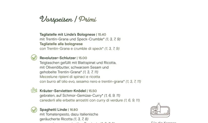 Vorschau der Speisekarte des Dorfgasthaus zur Linde